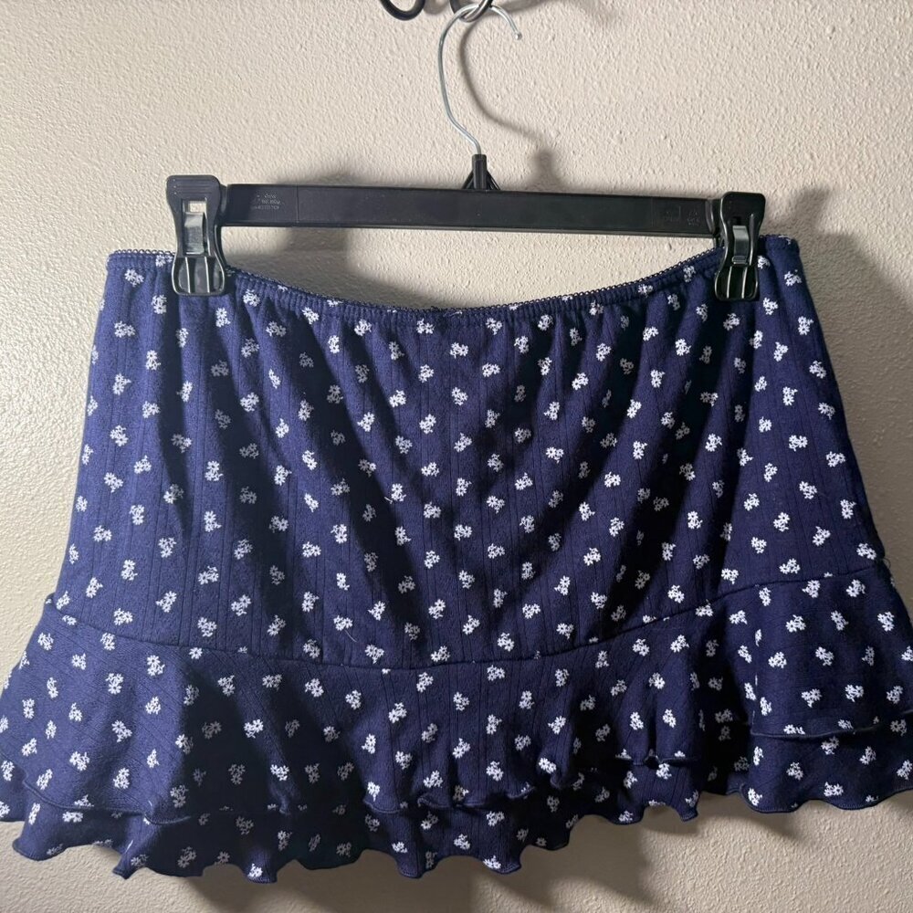 Blue & white floral mini skirt